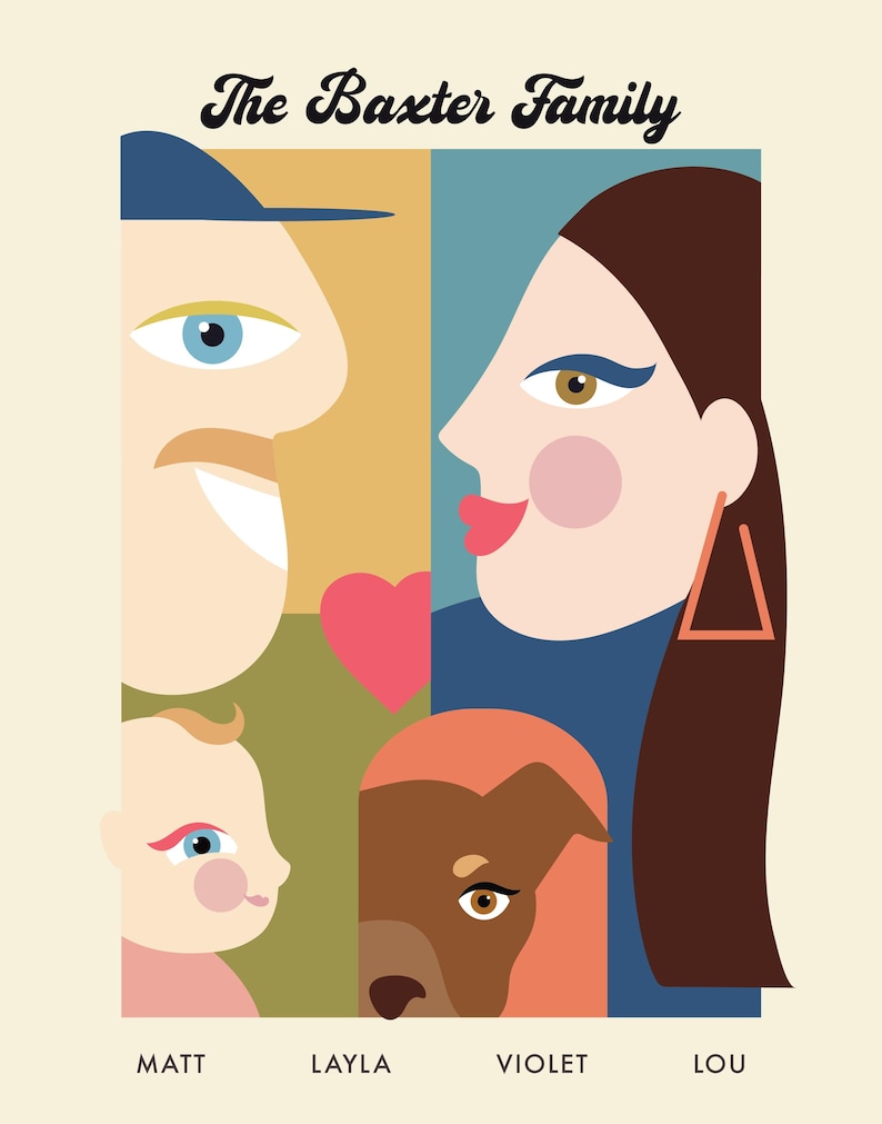 Custom Family Portrait, Minimalist Modern Illustration (digital File ...
