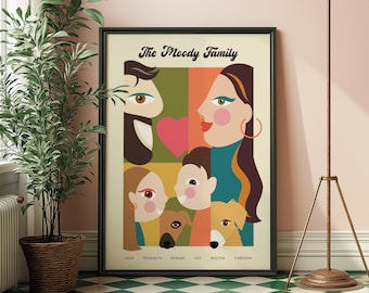 Custom Modern Family Portrait: Personalized Minimalist Art (Digital File)