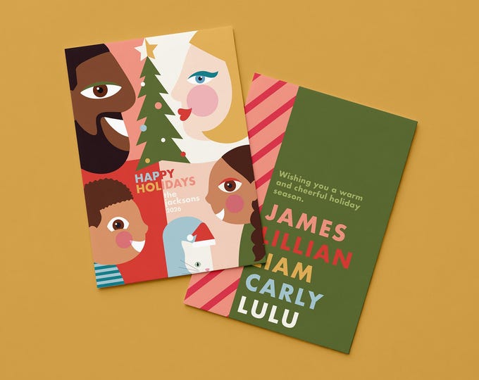 Custom Modern Portrait Holiday Card  | Exclusively on Etsy | New Design | Personalization | Digital or Printed Options