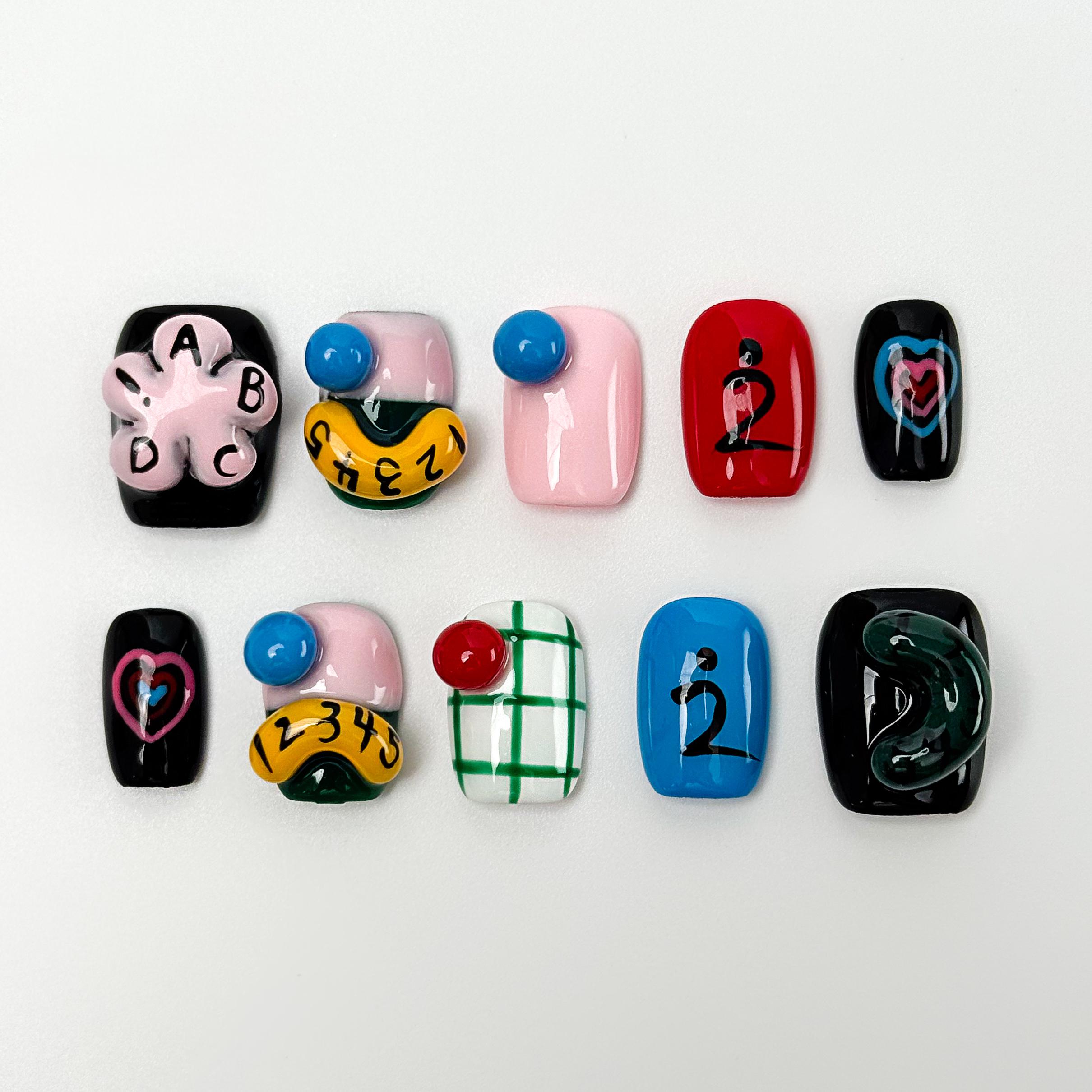 Kawaii Press On Nails|Y2K Press On Nails|Handmade Colorful Fake Nails|Press on Nail Sets Reusable Nails Acrylic Press on Nails