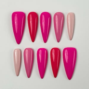 Pink Tone Press on Nails｜Minimalist Stiletto Nails｜Long Stiletto Nails｜Press on Nail Sets | Reusable Nails | Handmade Acrylic Press on Nails