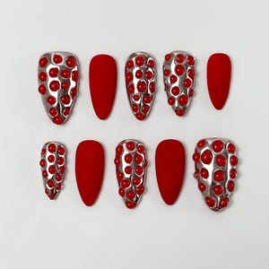 3D Polka Dot Press On Nails｜Matte And Glossy Contrast｜Fashion Forward Style | Press on Nail Sets | Reusable Nails | Handmade Acrylic Nails