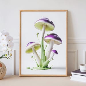 Magic Mushroom Growth / Psychedelic Wall Art / Digital Download / Purple and Green Wall Decor / Mushroom Lover / Mushroom Poster