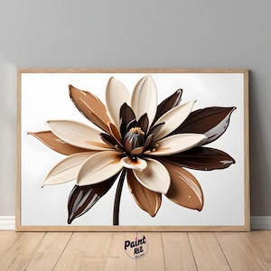 Flower Beige - Mocha / Neutral Beige Print / Digital Download, Wabi Sabi Wall Art / Beige Wall Decor / Flower Beige - Brown