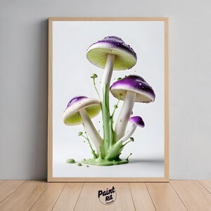 Magic Mushroom Growth / Psychedelic Wall Art / Digital Download / Purple and Green Wall Decor / Mushroom Lover / Mushroom Poster