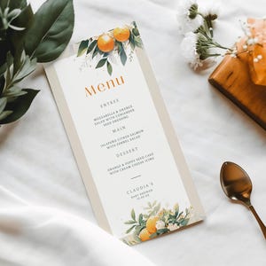 A Little Cutie Is on the Way Matching Menu | Floral Citrus Printable Menu For Your Guests | Instant Download | CO710