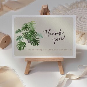Carte de remerciement pour baby shower sur le thème des plantes d'intérieur pour les invités. Ensemble de baby shower assorti, téléchargement immédiat CO700