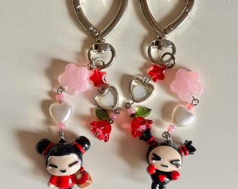 Pucca und Garu Polymer Clay Schlüsselanhänger