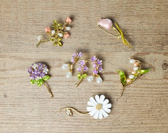 Broche de flor do mês de nascimento, Broche de flor de aniversário, Broche de flor feito à mão, Broche de casamento, Presente de aniversário para ela/mãe