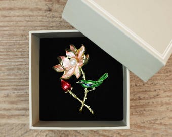 Birth Month Flower Brooch, Personalized Birth Flower Pins, Vintage Brooch, Wedding Brooch, Birthday Gift for Her/Mom, Floral Pin