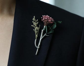 Broche floral personalizado, mini broche de buquê para usar no corpo, broche de casamento, presente de aniversário, broche de flor da primavera, presente para ela, acessório de casamento