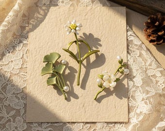 Broche de Flor do Mês de Nascimento, Broche de Flor Personalizado para Aniversário, Broche de Casamento, Broche de Flor em Esmalte Vintage, Presente de Aniversário para Ela