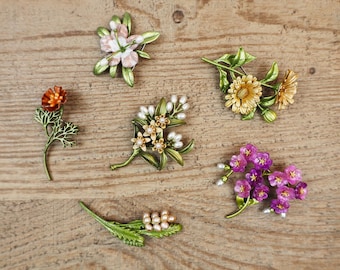 Broche de flores de aniversário, broches de flores de nascimento personalizados, broche de flores feito à mão, broche vintage, broche de casamento, presente de aniversário para ela