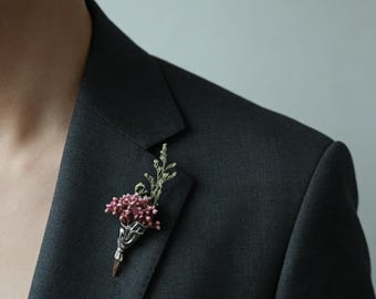 Broche floral personalizado em cobre, mini prendedor de buquê para usar no corpo, presente de casamento