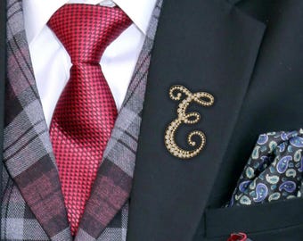 Broche com letra, alfinete com inicial, broche vintage elegante com letra, broche para buquê de noiva, broche de esmalte com alfabeto, presente para o Dia das Mães