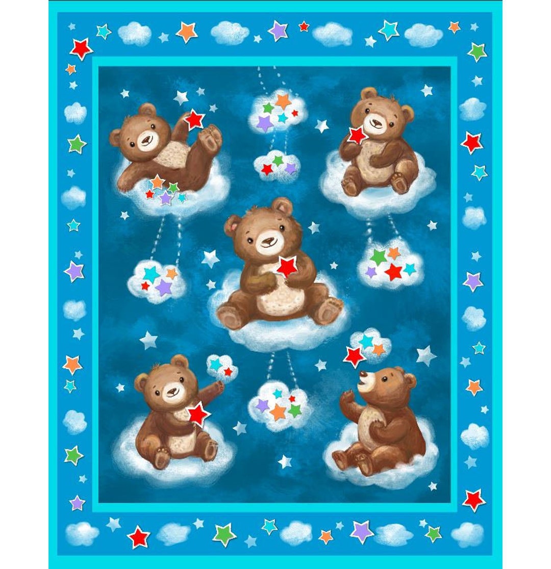 Adorable Baby Blanket Panel 44x36 Inches Brown Bears and Red Etsy