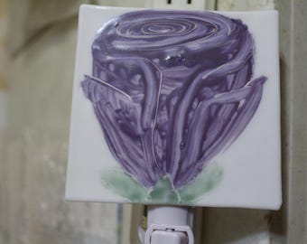 Painted  Purple Rose Nightlight