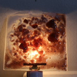 Purple  and white fused glass  Nightlight