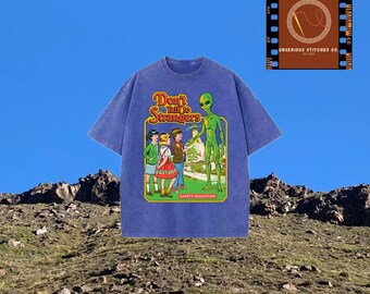 TALKING STRANGERS TEE. stoner gift, hilarious graphic, funny print, stoner clothing, alien print, baggy fit, relaxed clothing, meme print