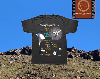 FUNNY SKYDIVER TEE. funny graphic tee, extreme sports, unique clothing, hilarious graphic skydiver gift shirt with skydive flow chart design