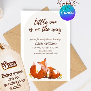 Invito minimalista per baby shower, classico, per maschietto e femminuccia, invito moderno per baby shower, modificabile, modello digitale beige minimale, biglietto
