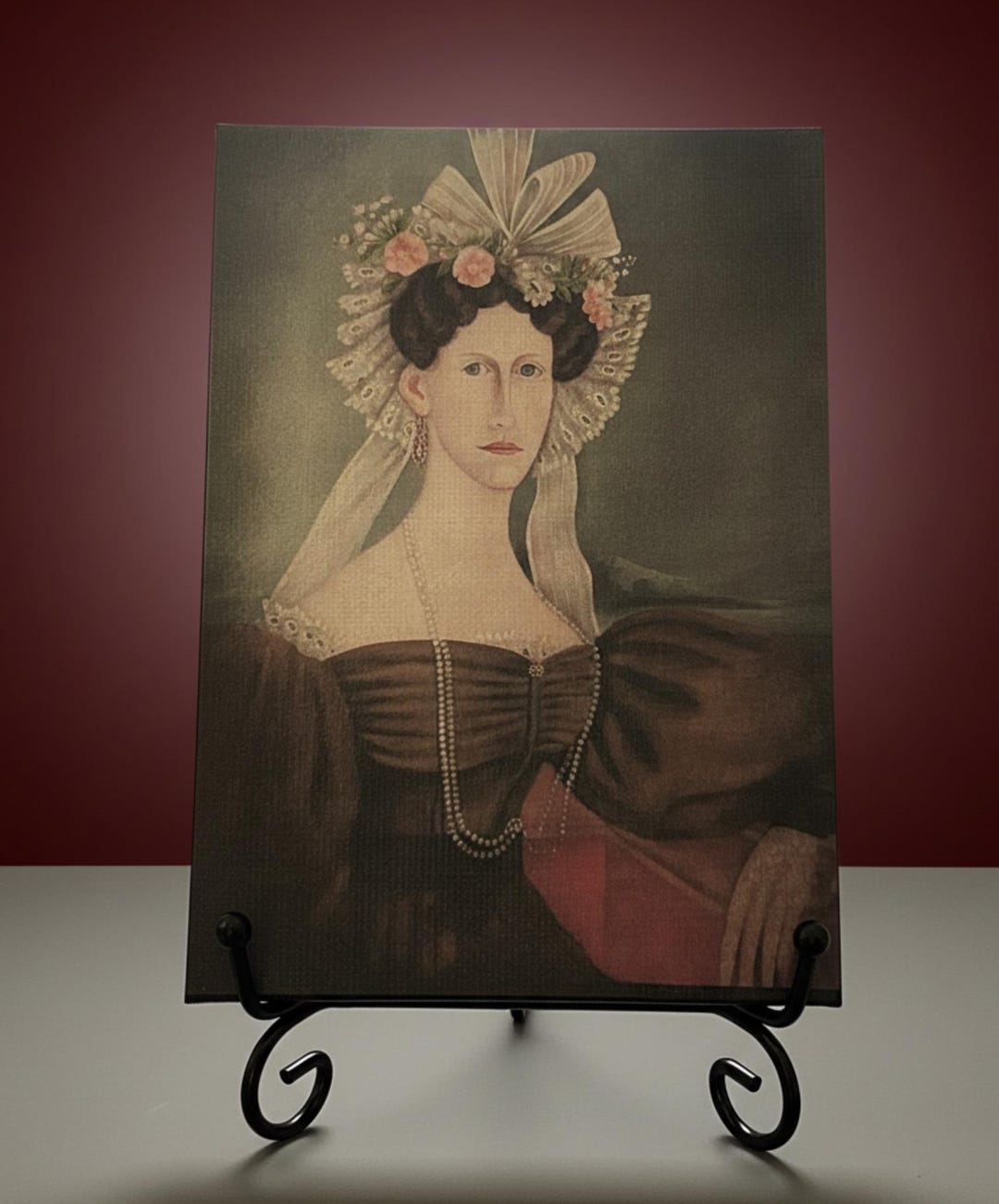 Primitive Folk Art Woman Portrait Print, 19th Century Cottagecore Shelf ...