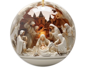 Holy Family Nativity Scene Ornament | Christian Christmas Decor