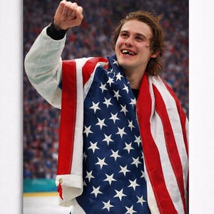 USA Mens Hockey Victory Poster, American Flag Celebration Wall Art