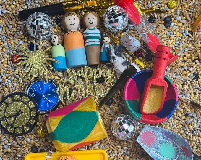 New year/ Calendar Sensory Bin - Book Inspired