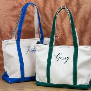 Personalized Embroidered Monogram Canvas Tote bag - initials Custom tote bag with Name for Bridesmaid, Bride party Gift, Travel Bag