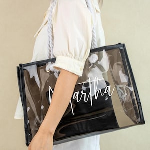 Personalized Neon Beach Tote Bag & Pouch: Custom Bachelorette Party Gift