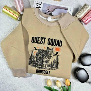 Quest Squad Embroidered Sweatshirt, Fourth Wing Series Hoodie, Broccoli Romantasy Fan, Bookish Gift