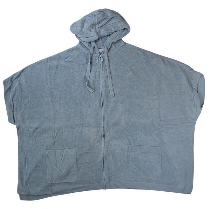 Barefoot Dreams CozyChic Ultra Lite Hooded Poncho Blue 3X image 2