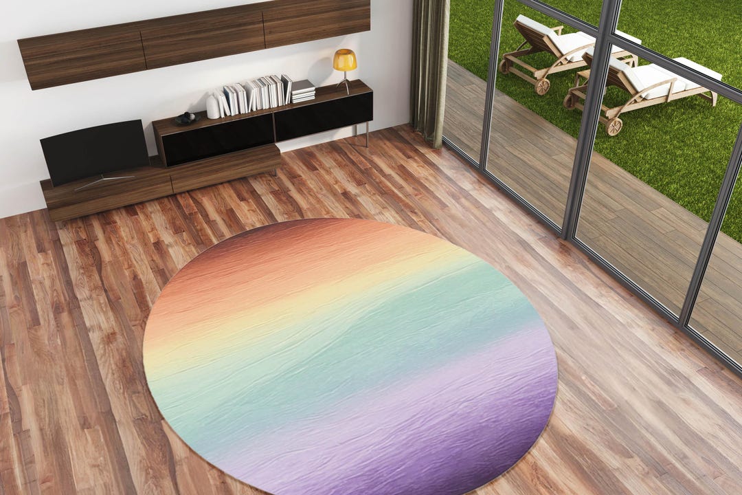 Soft Pastel Rainbow Ombre Rug – Colorful Rainbow Abstract Washable ...