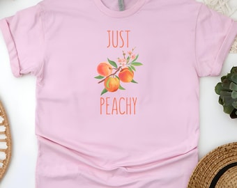 Just Peachy Unisex Tee, Womans Peaches Vine T-Shirt, Spring Summer Gift, Fruit Lover Shirt, Peach Orchard Top