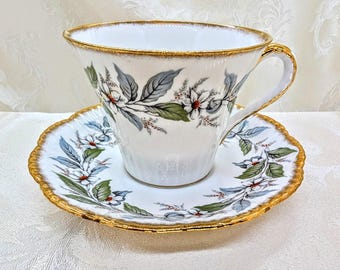 Platillo de taza de té vintage de Salisbury Strawberry Fair, fino, de porcelana de hueso, con diseño floral