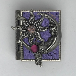 Miniature Book brooch with a story about the moon inside and a moon goddess and star cover design image 1