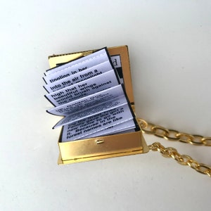 Miniature Book Necklace with a Magical Story inside and an antique gold Pegasus and Crescent Moon cover design image 2
