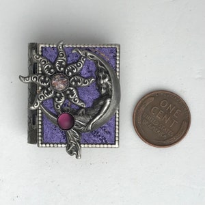 Miniature Book brooch with a story about the moon inside and a moon goddess and star cover design image 2