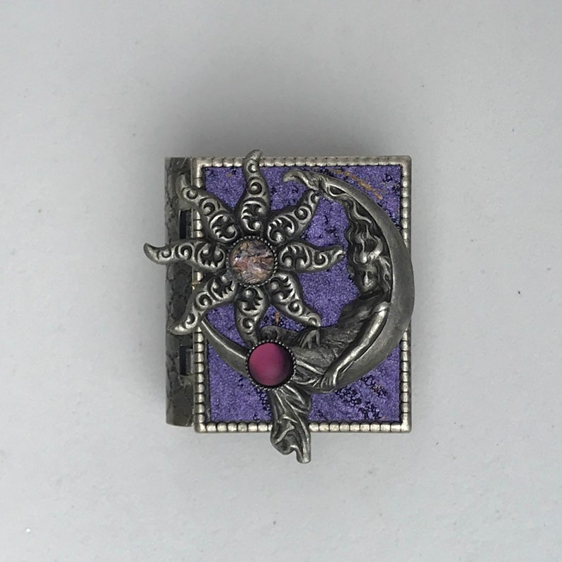 Miniature Book brooch with a story about the moon inside and a moon goddess and star cover design image 1