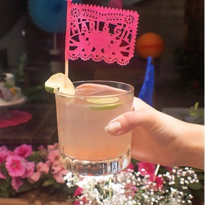 Custom Mexican Drink Flags, Papel Picado Cocktail Flags