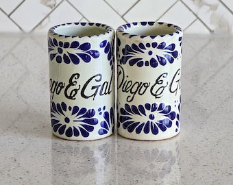 Personalized Mexican Shot Glasses, Wedding Personalized Shot Glasses, Mexican Talavera Shooters Wedding Favors