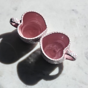 Set of 2 Talavera Corazon Mug, Pink Heart Mug, Talavera Pottery, Ceramic Tableware, Heart Cup