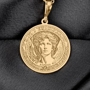 Archangel Raphael Medallion: Healing Angel Protector Pendant