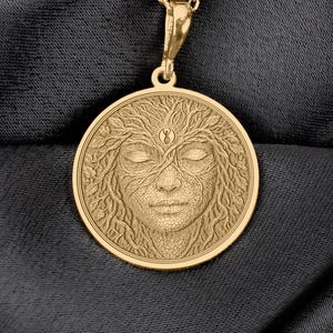 Eye of Gaia Necklace, Earth Spirit Pendant, Visionary Charm, Sacred Nature Guardian Amulet, Mystical Jewelry, Balance and Cosmic Awareness