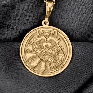 Waschbär Halskette: Gold Anhänger, Krafttier Anhänger, Waldschmuck