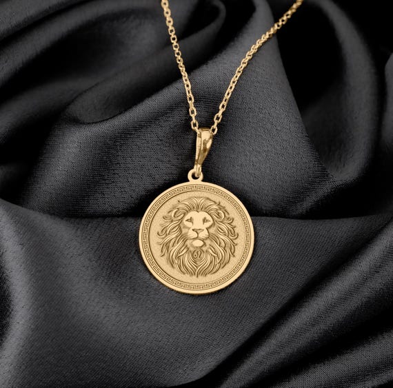 Leo Zodiac Lion Medallion Necklace: Fire Sign Astrology Amulet