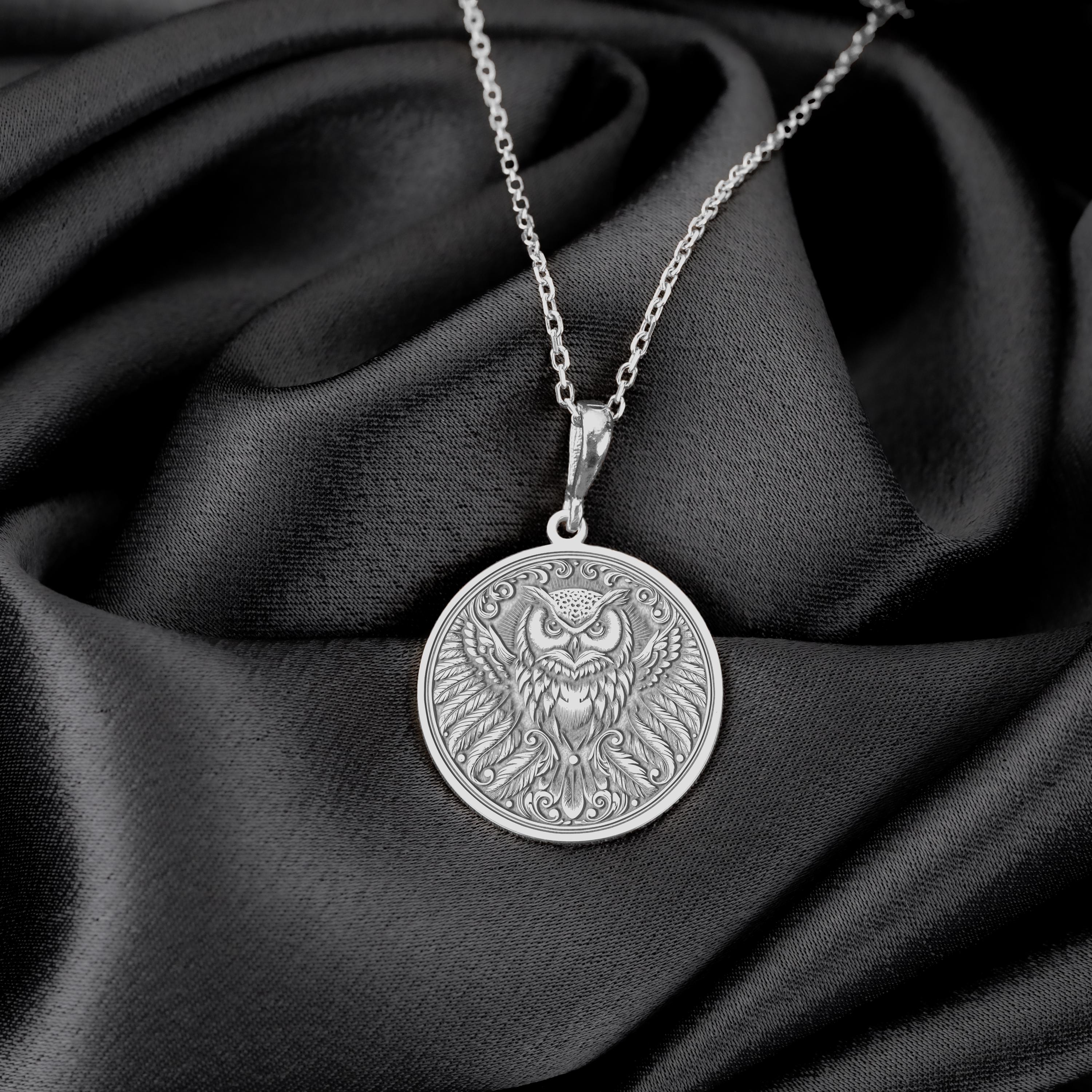 Collana Gufo E Occhio Malvagio In Turchese – Pendente Alato In Acciaio Inox, Portafortuna E Amuleto Protettivo | Regalo Unisex Per Protezione E Saggezza