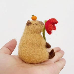 Mini Capybara Filz Figur, Nadel gefilzte Wildtiere Ornamente, Capybara Liebhaber Geschenk, Puppenhaus Miniatur Fee Garten Dekore