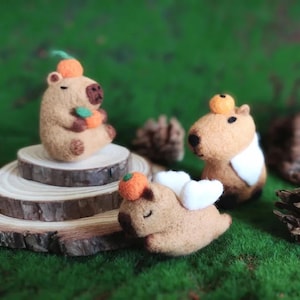 Mini Felt Capybara Sculpture,Needle Felted Animals,Miniature Wildlife Decors,Cute Dollhouse Capybara Ornaments,Capybara Lovers Gift